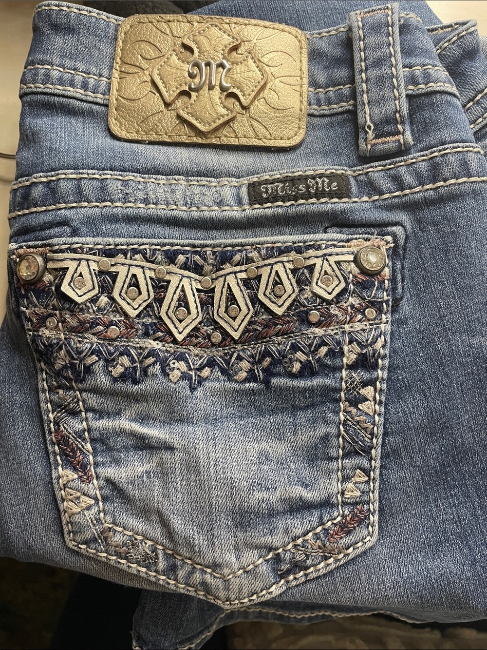 Miss Me Light Blue Embroidered Boot Cut Jeans